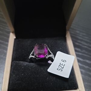 Purple gem black ring Size 6